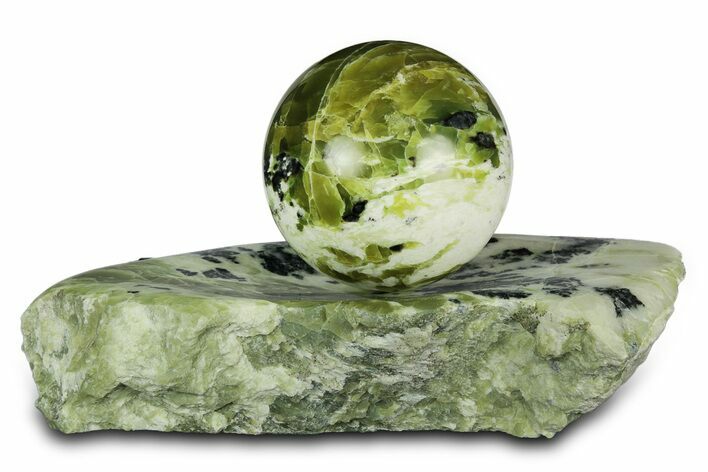 Polished Noble Serpentine Sphere with Base - Washington #341585